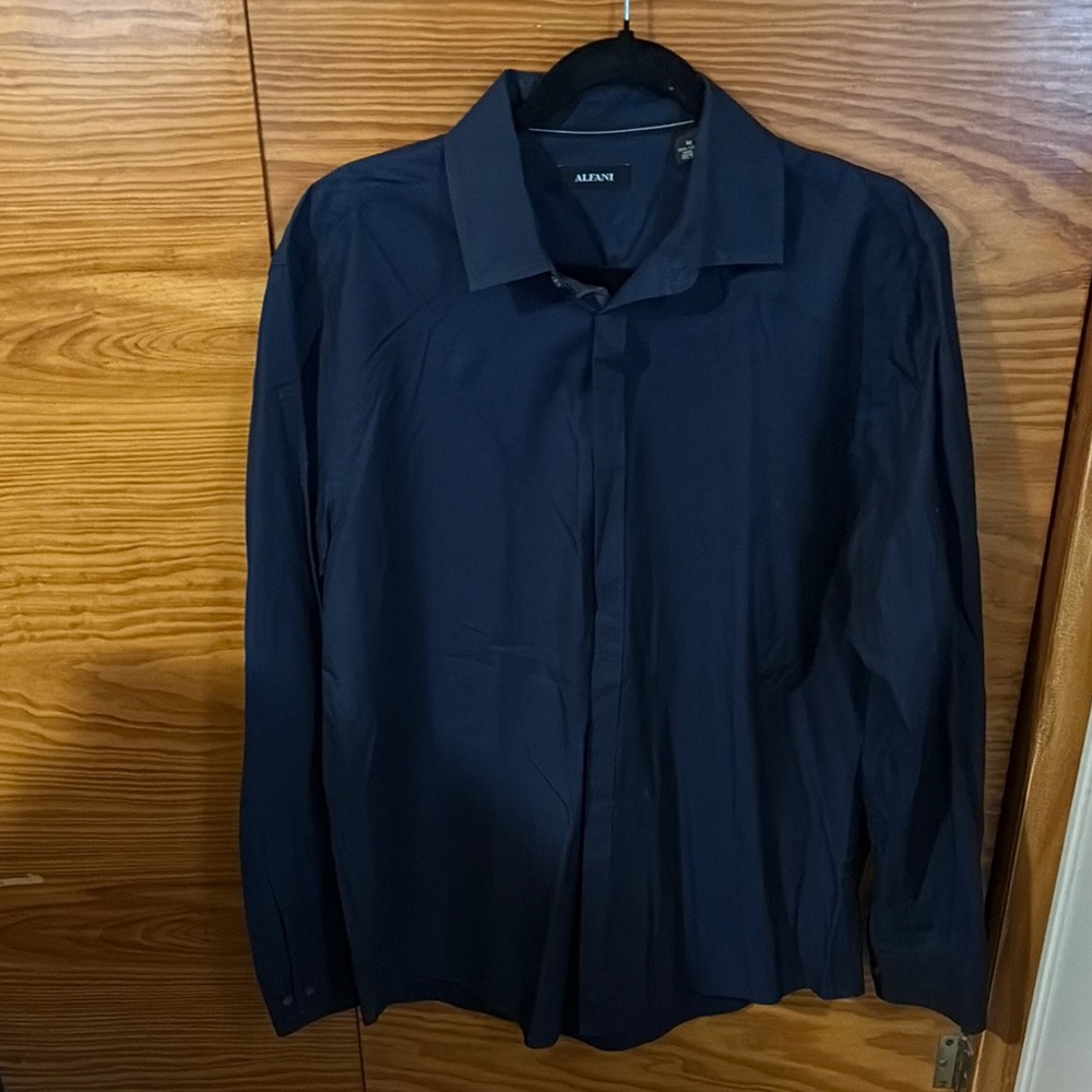 ALfani Men's Dress Shirt - Dark Blue